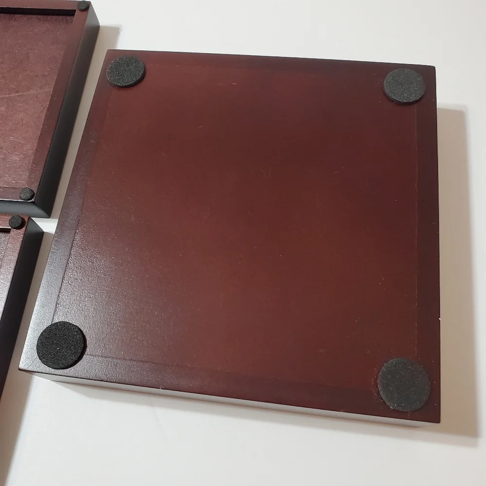 Vintage Hallmark Coaster Frames with Display Stand 2003 Wood Glass
